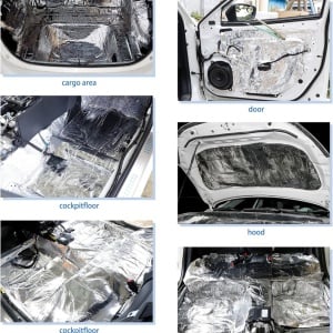 Insonorizant auto Sourcing Map, spuma/aluminiu, argintiu/bej, 60 x 100 cm