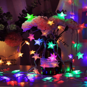 Instalatie cu 40 LED-uri SILUOHAKE, stele, multicolor, 6 m