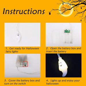 Instalatie pentru Halloween Gxhong, LED, alb cald, 3 m - Img 4