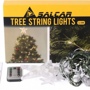 Instalatie si stea pentru bradul de Craciun Salcar, LED, alb cald, 150 cm - Img 2