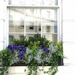 Jardinieră contemporană pentru ferestre din piatră, negru, 17cm H x 60cm W x 17.5cm D - Img 3