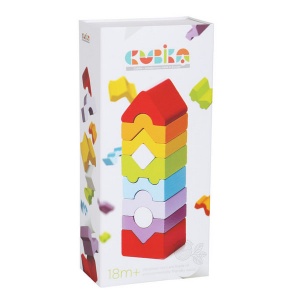 Jucarie Din Lemn Cubika, Set Constructii "Turn" - Img 1