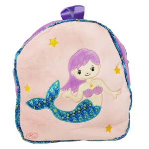 Jucarie din plus tip ghiozdanel cu sirena, Mov, 33 cm WJ6136A