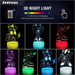 Jucarie lumina de noapte 3D cu telecomanda Kodetops, cu 3 panouri, 16 culori, LED, 21 x 15 cm - Img 3