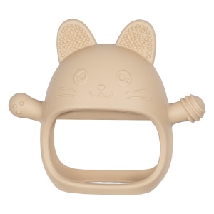 Jucarie pentru dentitie din silicon, Appekids, Manusa Kitty - Bubble Beige - Img 1