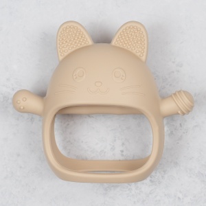 Jucarie pentru dentitie din silicon, Appekids, Manusa Kitty - Bubble Beige - Img 2