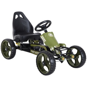 Kart cu pedale pentru copii cu scaun reglabil si frana de mana, metal/plastic, 105x54x61 cm, sezut 35x30.5x40cm/inaltime 27cm, capacitate 35kg, varsta 3-6 ani, verde - Verificat A · Re-Bloom