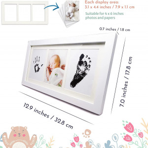 Kit de amprenta cu rama foto pentru bebelusi Supply Store, alb, lemn, 32, 8 x 17, 8 cm - Img 6