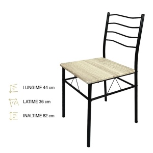 Kiwari Aika set masa + 4 scaune, MDF/metal, masa 110x70x75cm 9.4kg + scaune 36x44x82cm 2.9kg, inaltime sezut 45cm, capacitate masa 30kg/scaun 100kg, lemn deschis/negru - Verificat A · Re-Bloom - Img 6