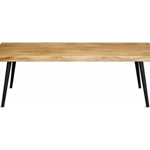 Kiwari Daro masuta de cafea MDF/metal, 120x60x45 cm, blat MDF finisaj stejar natural, cadru metal negru, design industrial, stejar/negru - Verificat A · Re-Bloom - Img 2