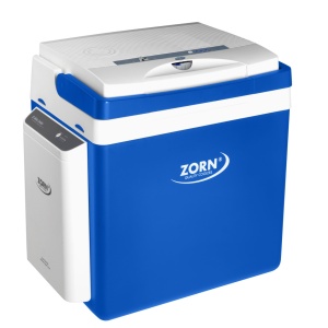 Lada frigorifica auto si camping ZORN Z 26 LNE, 25 litri, alimentare 12V/230V + acumulator extern Li-ion 7.8 Ah, racire-incalzire, alb-albastru - Img 3