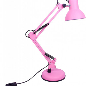 Lampa de birou cu brat articulat BEL AIR HOME, LED, metal, roz mat, 12 x 12 x 56 cm - Img 1