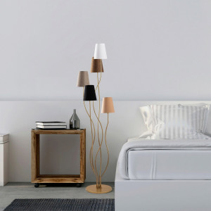 Lampadar Okamoto, 5 lumini, metal/textil, multicolor, 44 x 44 x 160 cm