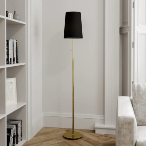 Lampadar Pordis, metal/tesatura, negru/alama, 25 x 164,5 cm - Img 6