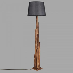 Lampadar Victoria, lemn masiv/textil, maro/negru, 165 x 45 x 45 cm
