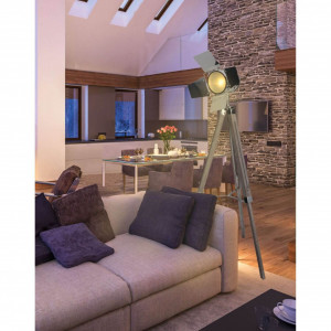 Lampadar Westall, lemn/metal, natur/argintiu, 140 x 71 x 56,5 cm
