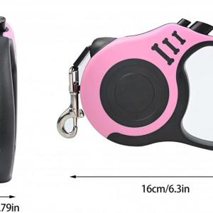 Lesa retractabila pentru caini YancLife, roz/negru, ABS/nailon/ otel inoxidabil, 16 x 10,5 x 2 cm - Img 5