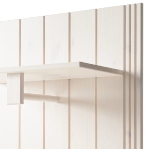 Lillehammer cuier perete panou 60x120x25 cm, 5 carlige, lemn masiv pin lacuit, pin alb - Verificat A · Re-Bloom - Img 4