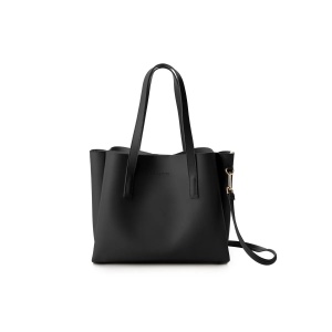 Lucky Bees geanta tote dama, piele polivinilica 100%, 32x13x27 cm, 2 buzunare interioare, curea 100cm, negru - Verificat A · Re-Bloom - Img 5