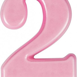 Lumanare pentru tort numarul 2 UVTQSSP, ceara, roz, 8 cm