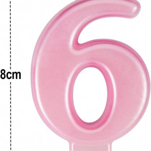 Lumanare pentru tort Uvtqssp, cifra 6, ceara, roz, 8 cm - Img 5