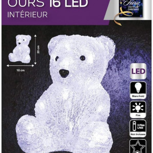 Lumina LED, Urs Polar alb rece, 18,5 x 15 x 18,5 cm