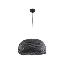 Lustra supendata Lindby Eskil din bambus, diametru 46.5 cm, neagra, E27