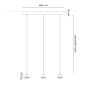 Lustra tip pendul Aaden, 3 lumini, metal, negru, 48 x 159 cm