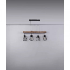 Lustra tip pendul Cherita, 4 lumini, metal/lemn, natur/negru, 140 x 83 x 14 cm