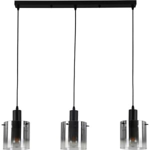 Lustra tip pendul Christiano, 3 lumini, metal/sticla, negru, 80 x 15 x 120 cm