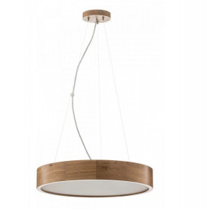 Lustra tip pendul Kerio, lemn/sticla, natur/alb, 47 x 70 cm - Img 1