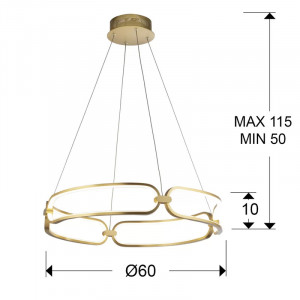 Lustra tip pendul Patricia, LED, metal/acril, auriu, 10 x 60 x 50-115 cm