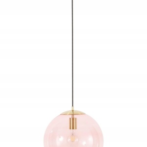 Lustra tip pendul Westwing Bao, metal/sticla, roz/auriu, 35 x 150 cm