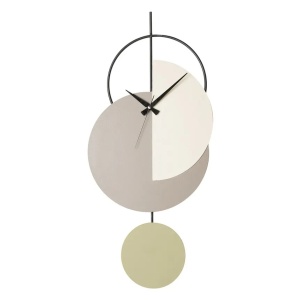 Madeco ceas decorativ de perete, metal 100% grosime 1.5mm, 68x31 cm, diametru 68 cm, mecanism silentios, pictat manual, gri - Verificat A · Re-Bloom