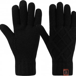 Manusi de iarna H, negru, textil, 24,3 x 12 cm - Img 1