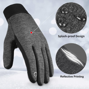 Manusi termice de iarna cu ecran tactil EEFOW, textil/silicon, gri, L