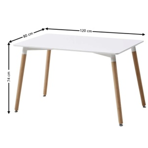 Masa bucatarie si living AB673, blat MDF, picioare lemn,120x80x74 cm, alb - Img 3