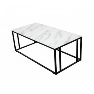 Masa de cafea Magnani, metal/sticla, alb/negru, 45 x 120 x 60 cm - Img 3