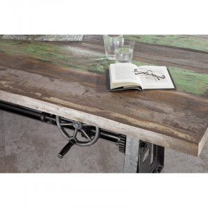 Masa de living Springfield, metal/lemn masiv, maro/negru, 76 x 100 x 240 cm - Img 5