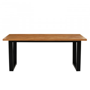 Masa de sufragerie Home Affaire, lemn masiv/MDF, negru/natur, 180 x 90 x 72.5 cm