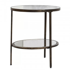 Masa laterala Catrine, metal/sticla, bronz/transparent, 50 x 50 x 60 cm