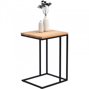 Masa laterala Dever, lemn masiv/metal, netur/negru, 62 x 38 x 43 cm - Img 2