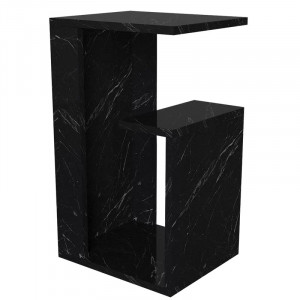 Masa laterala Malikah, lemn/PAL, negru/alb, 60 x 35 x 29 cm