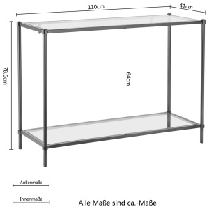 Masa tip consola Guido Maria Kretschmer Home&Living, metal/sticla, maro/transparent, 41 x 110 x 78,6 cm