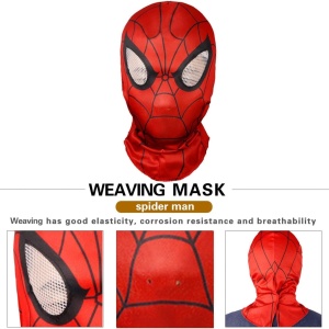 Masca pentru Halloween Molezu, model Spiderman, textil, rosu/negru/alb, marimea L