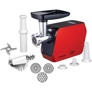 Masina de tocat Heinner MG-2100RD, Putere 2100W, 1.8kg/min, Accesoriu rosii, Accesorii carnati, Cutit inox, 3 site taiere, Rosu - Img 2