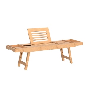 Masuta 2in1 pentru cada si mic dejun, Navaris, din lemn, natur, 75-108 cm, Resigilat, Grad A