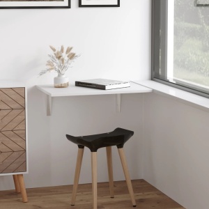 Masuta de perete rabatabila, MDF/metal, alb, 60 x 40 x 20 cm, Resigilat, Grad A - Img 4