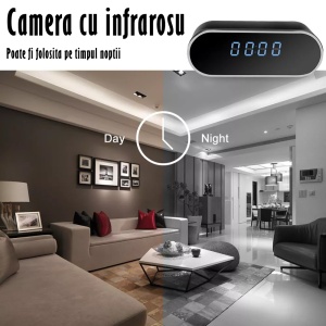 Mini camera Spy REVOSE™, WI-FI, IP, Ascunsa in Ceas Desteptator, Microfon, Infrarosu, 1080P, Activare la Miscare, Rotunda - Img 4