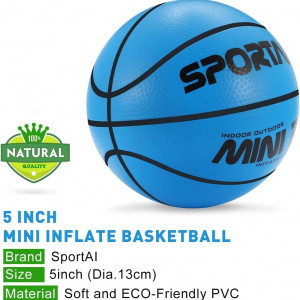 Mini minge de baschet Baby-go, PVC, albastru/negru, 12,7 cm - Img 7